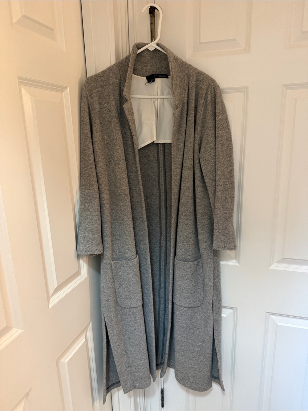 Light Gray Open Front Long Cardigan Coat